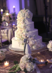 Half waterfall design coordinated with bright florist